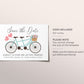Editable Tandem Bike Save The Date Template, Bicycle Themed Wedding, Engagement Invite, Wedding Announcement, Floral Heart Balloons