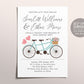 Editable Tandem Bicycle Wedding Invitation Suite Template, Bike Themed Wedding Invites Printable, Rustic Wedding, RSVP Card, Thank You Note