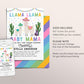 Editable Llama Llama Baby Mama Baby Shower Invitation Template, Fiesta Mexican Cactus Theme, Gender Neutral Sprinkle Party Invite Printable