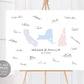 Editable Wedding Guest Book USA States Map Alternative Template, Long Distance GuestBook Poster With Three 3 States, Custom State Map