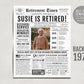 Editable Retirement Gift for Administrative Assistant Template, Retirement Gifts For Architect, Retirement Sign, Newspaper Back in 1975