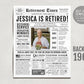 Editable Retirement Gift for Nurse Template, Retirement Gifts For Teacher, Retirement Sign for Firefighter, Newspaper Back in 1961