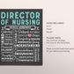 Editable Director of Nursing Chalkboard Gift Print Template, Personalized Nursing Appreciation Poster, Thank You Nurses Week Office