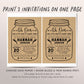 Editable Oh Deer Lumberjack Kraft Baby Shower Invitation Template, Little Buck Antler Mason Jar Woodland Rustic Buffalo Plaid Hunting BBQ