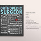 Editable Orthopedic Surgeon Chalkboard Gift Print Template, Surgeon Retirement Graduation New Doctor Appreciation Definition Print Poster