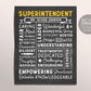 Editable Superintendent Chalkboard Gift Print Template, Custom Personalized Superintendent Teacher Appreciation Christmas, Teachers Day Gift