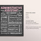 Editable Administrative Assistant Chalkboard Gift Print Template, Admin Secretary Office Manager Staff Appreciation, Professional Day
