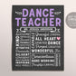 Editable Dance Teacher Chalkboard Gift Print Template, Dancer Ballet Ballerina Dance Recital Gift Printable Definition Custom Birthday Gift