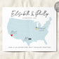Editable Met Engaged Married USA Map Print Template, Custom First Anniversary Wedding Gift, Valentines Day Gift for Husband Wife, Love Story