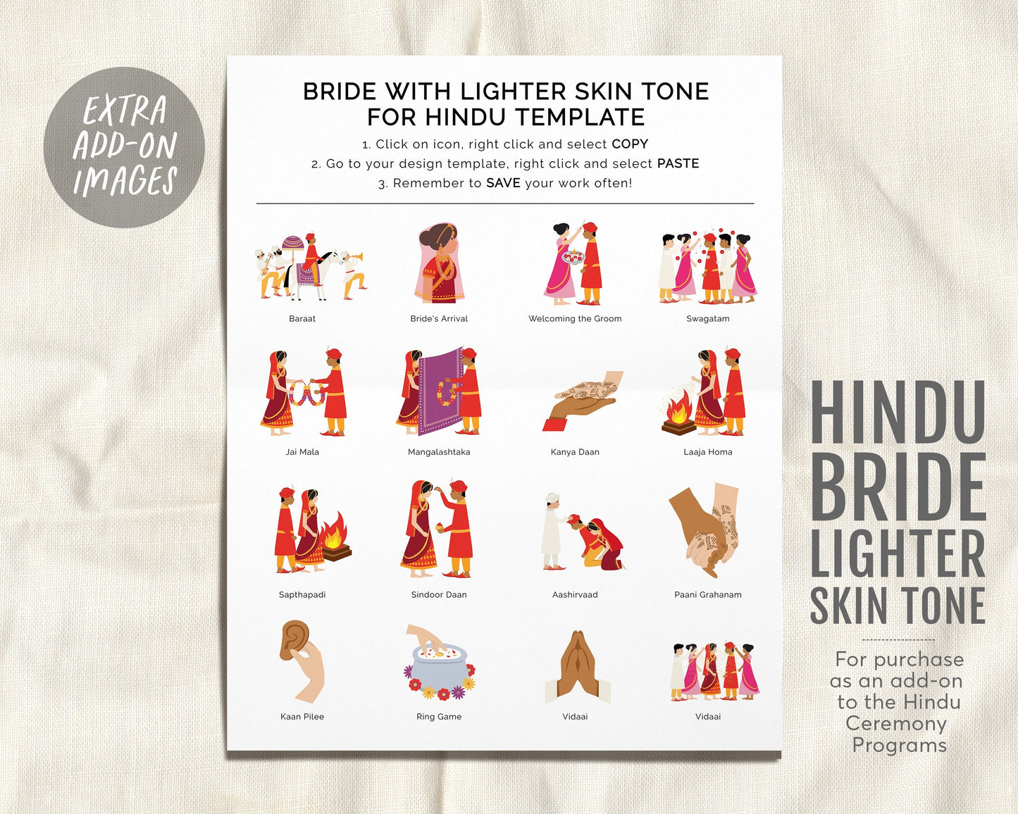 Hindu Bride With Lighter Skin Tone, Add-On Listing For The Hindu Ceremony Program