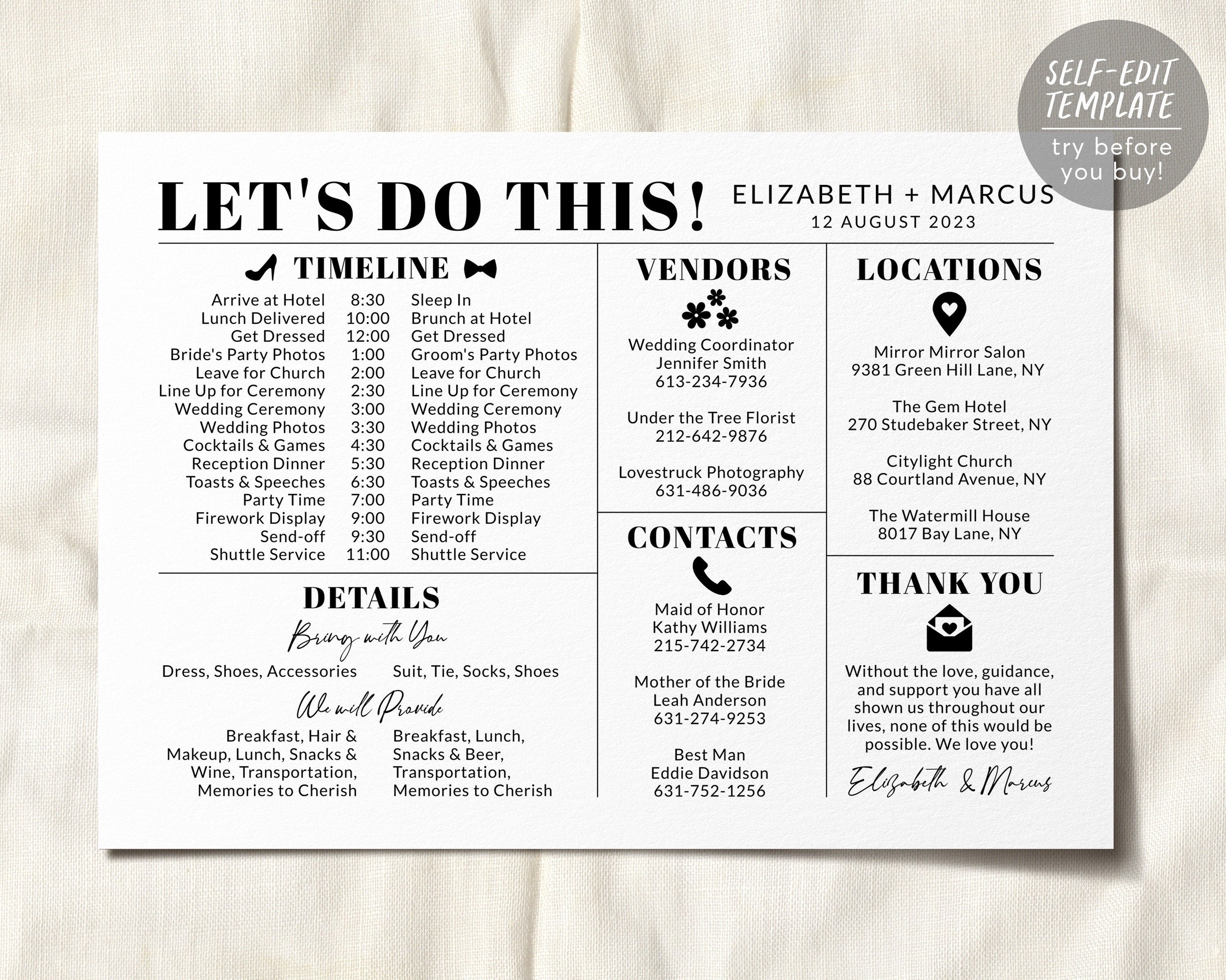 Wedding Hair And Makeup Schedule Template | Saubhaya Makeup