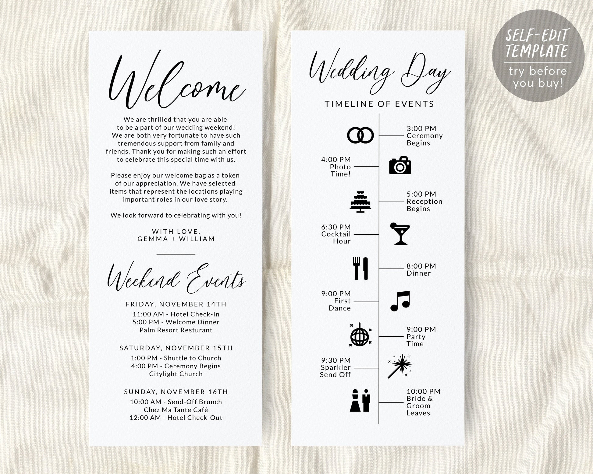 A Wedding Reception Order of Events Template