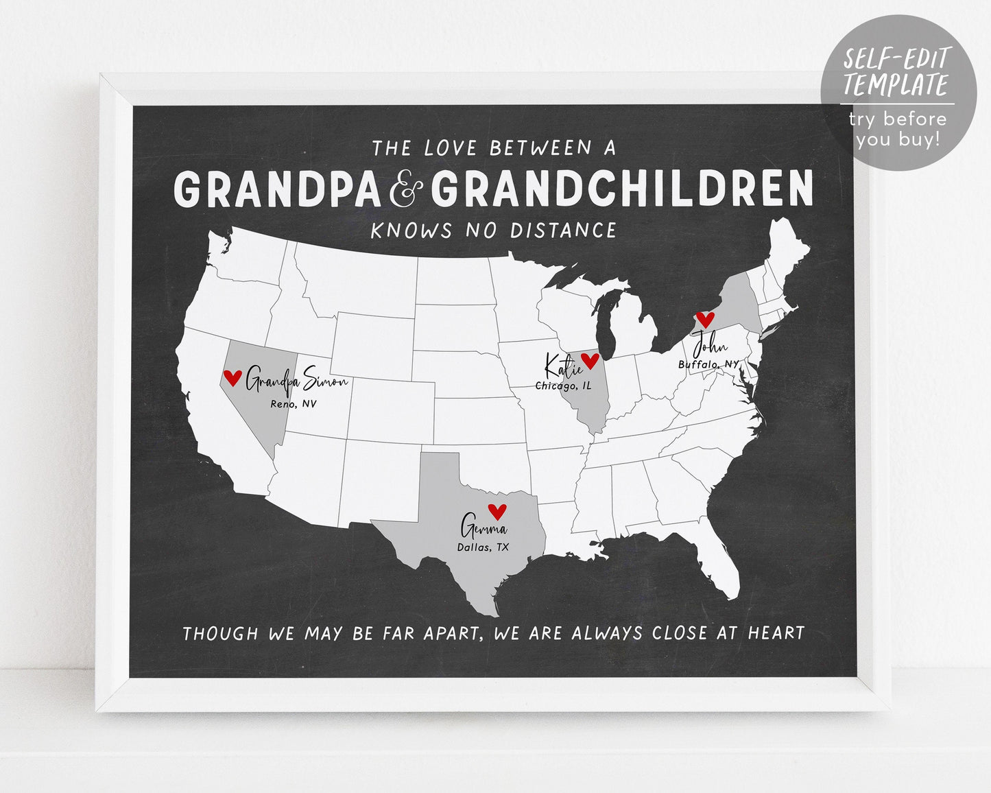 Editable Long Distance Grandpa Gift Template, Father's Day Gift for Grandpa, Gift from Grandkids Grandchildren to Grandfather Grandparents