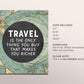 Travel Quote Art Decor, Wanderlust Print Map, Home Office Decor, Travel Is The Only Thing You Buy That Makes You Richer, Instant Download
