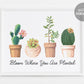 Bloom Where You Are Planted Quote, Inspirational Succulent Wreath Print, Botanical Cactus Mexico Boho Plant Wall Art Decor, Instant Download
