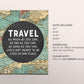 Travel Quote Art Decor, Wanderlust Print Map, Life’s Not Meant To Be Lived In One Place, Backpacker Gift, Home Decor, Instant Download