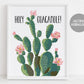 Holy Guacamole, Funny Humorous Succulent Wreath Print, Botanical Cactus Cacti Mexico Mexican Boho Bohemian Plant Wall Art Decor