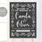 Editable Wedding Chalkboard Welcome Sign Template, Rustic Barn Reception Ceremony Poster Signage, Custom Wedding Decor Hashtag Printable