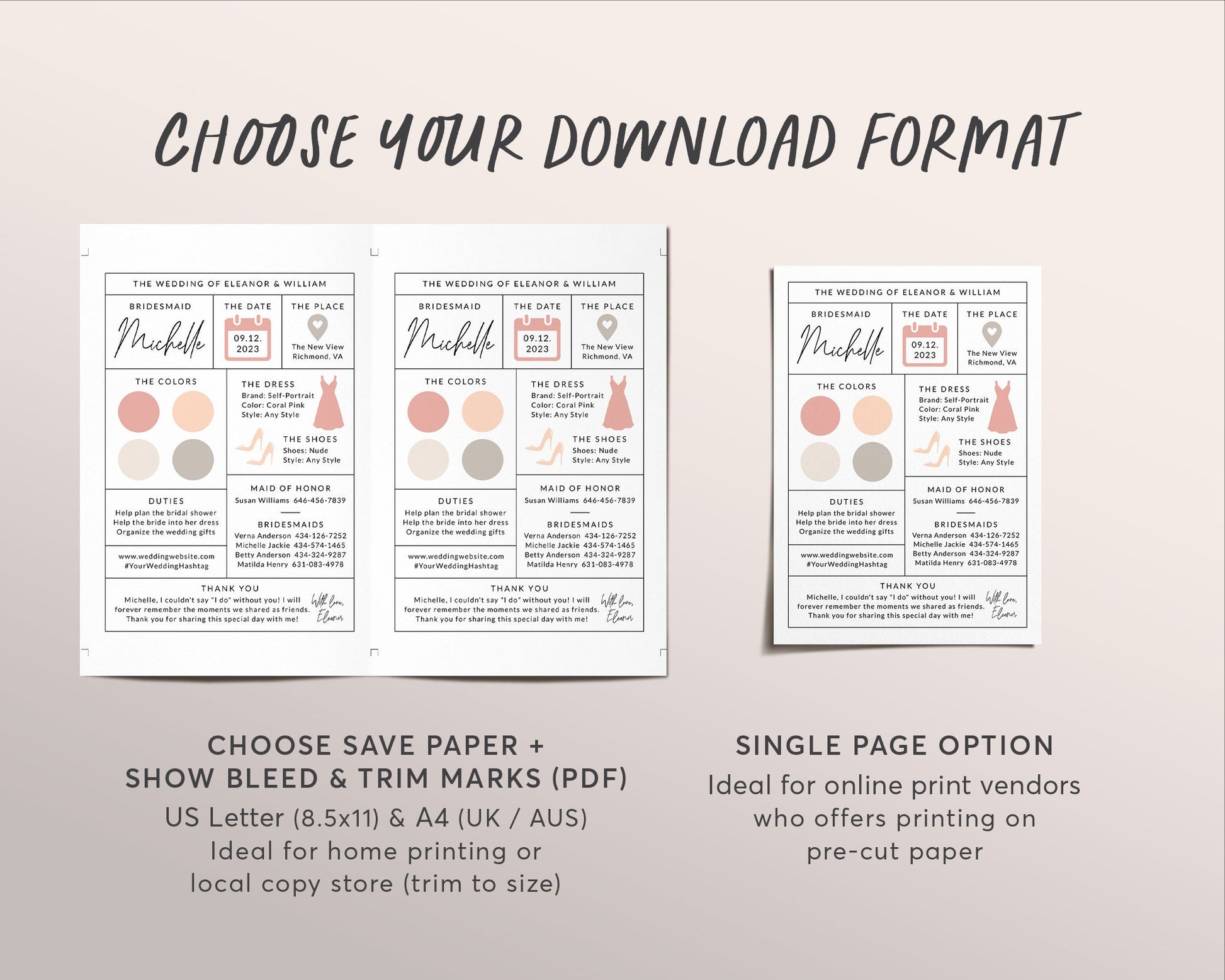 bridesmaid-info-card-editable-template-bridal-party-info-card-maid-o-puff-paper-co for Free Printable Bridesmaid Information Sheet Bridesmaid Info Card Editable Template, Bridal Party Info Card, Maid O – Puff Paper Co for Free Printable Bridesmaid Information Sheet