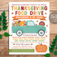 Fall Food Drive Flyer Invitation Editable Template, Thanksgiving Food Drive Poster, Food Bank Donation Church Charities, PTA PTO Printable