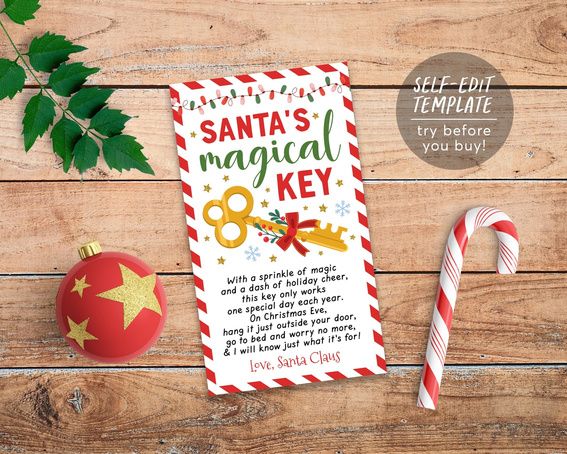 Santa's Magical Key Editable Template, Magic Key Tag No Chimney