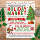 Holiday Market Flyer Editable Template, Christmas Festival Craft Fair Sign Invitation Community Xmas Event Printable School Shopping PTO PTA
