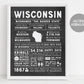 Wisconsin State Wall Art Sign Poster Infographic, Chalkboard Wisconsin Map, Madison, US States, Men's Gift, State Facts, Housewarming Gift