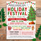 Holiday Festival Christmas Flyer Editable Template, Christmas Invitation Community Xmas Event Printable, Church School PTO PTA Fundraiser