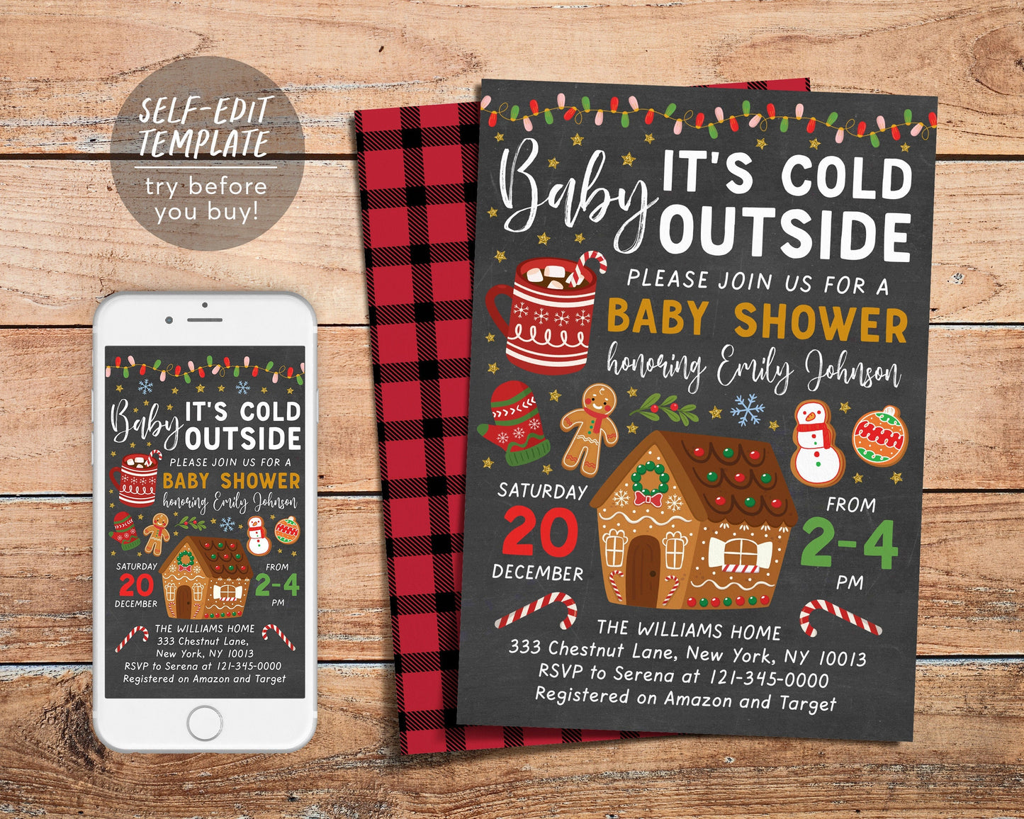 Baby Its Cold Outside Baby Shower Invitation Editable Template, Christmas Winter Baby Sprinkle Invite Printable, Xmas Holiday Baby Shower