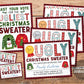 Christmas Ugly Sweater Party Decorations BUNDLE, Ugly Sweater Contest Certificate And Ballots Printables Package, Winner Prize Ribbons Decor