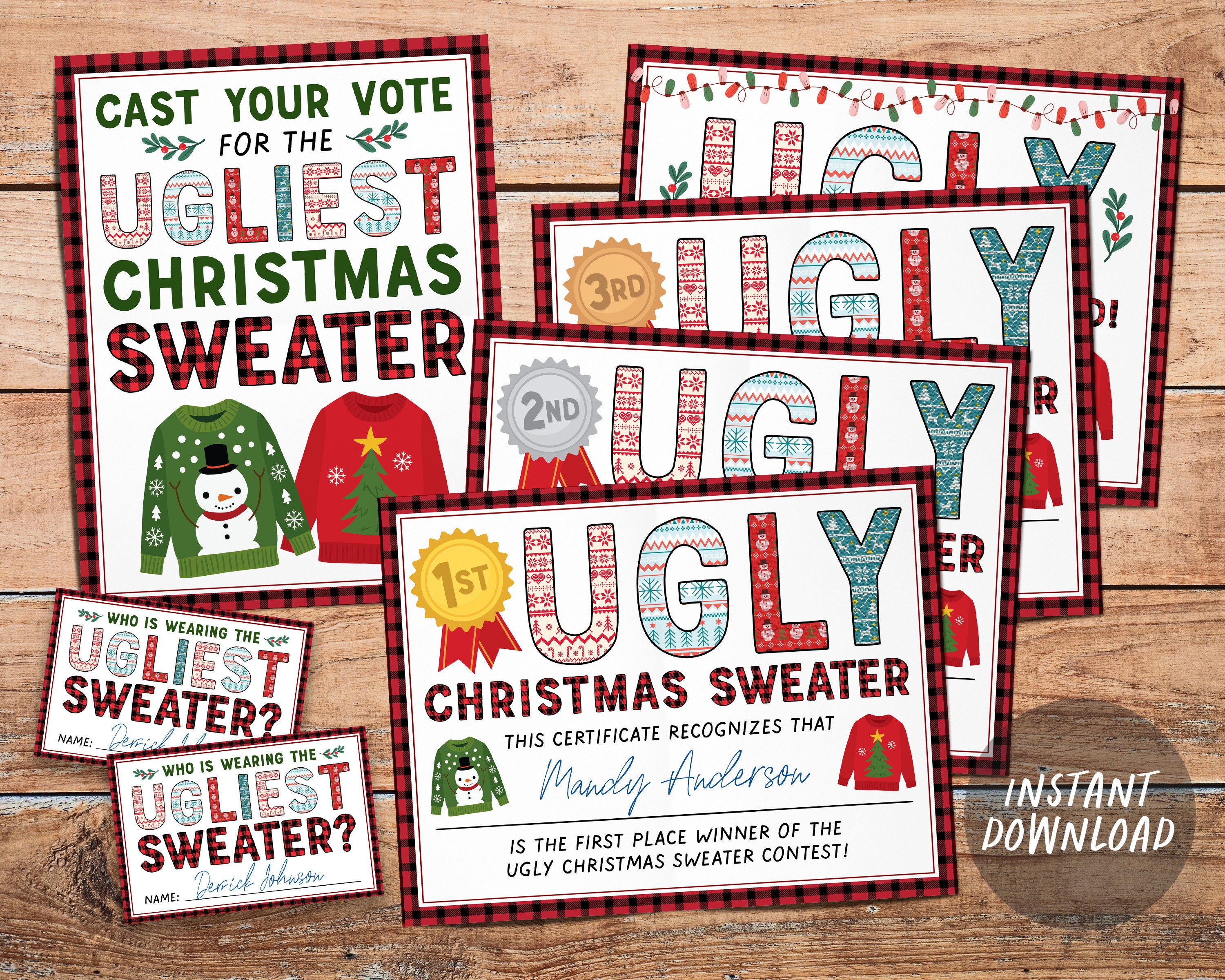 ugly sweater awards printable certificate ugliest sweater contest winners  christmas ugly sweater