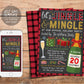 Jingle & Mingle Christmas Party Editable Template, Chalkboard Xmas Buffalo Plaid Holiday Party Invite, Flannel and Fizz Prosecco Champagne
