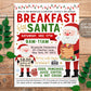 Breakfast with Santa Flyer Editable Template, Pancakes with Santa Invitation, Kids Christmas Party Holiday Invite, Church School PTO PTA