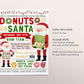 Donuts with Santa Flyer Editable Template, Breakfast with Santa Invitation, Kids Christmas Party Holiday Invite, Community School Fundraiser