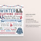 Winter Clothing Drive Flyer Editable Template, Charity Church Fundraiser Printable PTA PTO, Christmas Cold Coat Jacket Donations Flyer