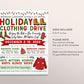 Holiday Clothing Drive Flyer Editable Template, Charity Church Fundraiser Printable PTA PTO, Christmas Cold Coat Jacket Donations Flyer