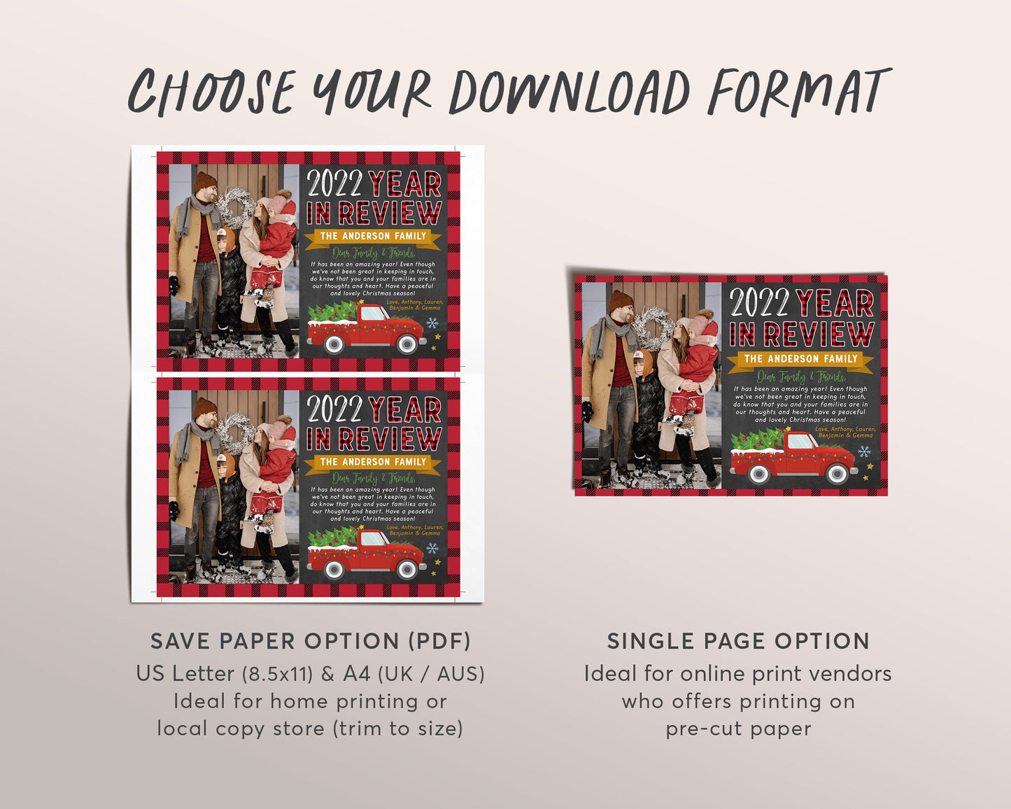 Year In Review Infographic Christmas Card Editable Template, Rustic New Year Card Photo Holiday Card, Year at a Glance Family Update