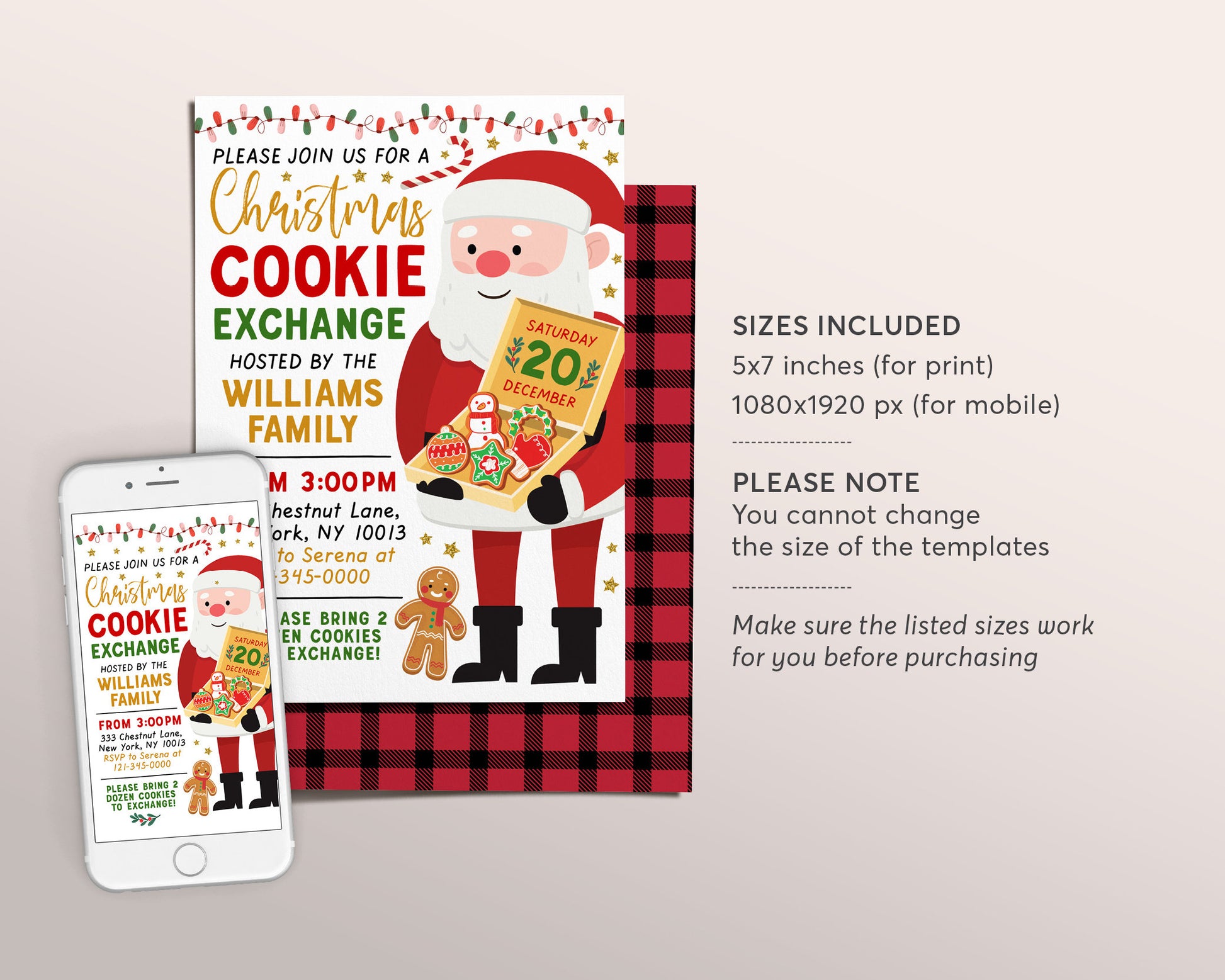 Cookie Exchange Invitations Template PRINTABLE Christmas Cookie