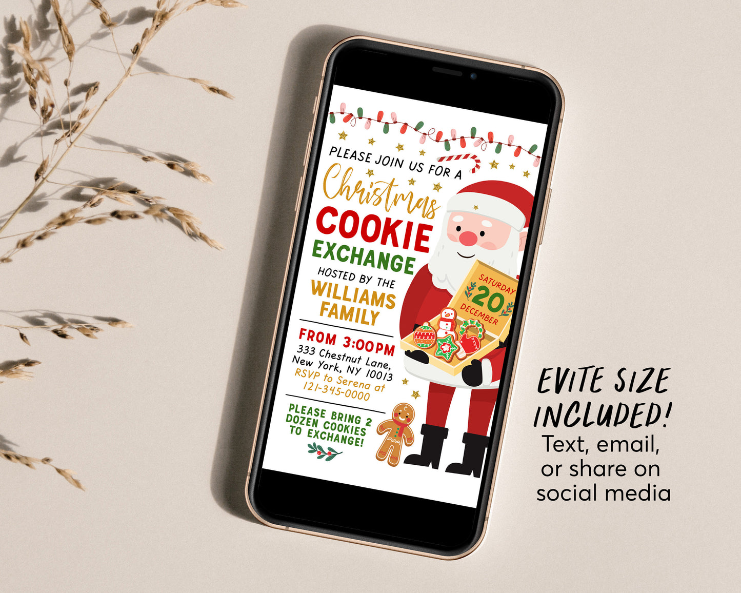 Christmas Cookie Exchange Invitation Editable Template, Xmas Cookie Swap Party Invite, Baking Party Holiday Exchange Cookie Decorating