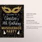 Masquerade Party Welcome Sign Editable Template, Black and Gold Masquerade Party Birthday Party Poster, Mask Printable Sign, Masked Ball
