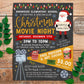 Christmas Movie Night Flyer Editable Template, Holiday Cinema Party Invite, Xmas Festival Community Event, Church School PTO PTA Fundraiser