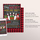 Holiday Bowling Party Invitation Editable Template, Christmas Xmas Company Staff Work Party Invite, Games Flannel Plaid Retro Buffalo Rustic