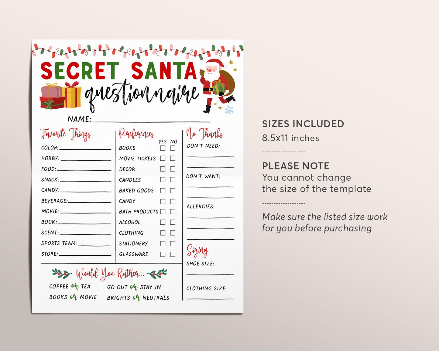 secret-santa-questionnaire-editable-template-holiday-christmas-gift-e-puff-paper-co for Free Printable Secret Santa List Secret Santa Questionnaire Editable Template, Holiday Christmas Gift E – Puff Paper Co for Free Printable Secret Santa List