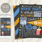 Movie Night BOY Birthday Invitation Editable Template, Cinema Hollywood Movie Theater Party Invite, Popcorn And Movies Kids Backyard Outdoor