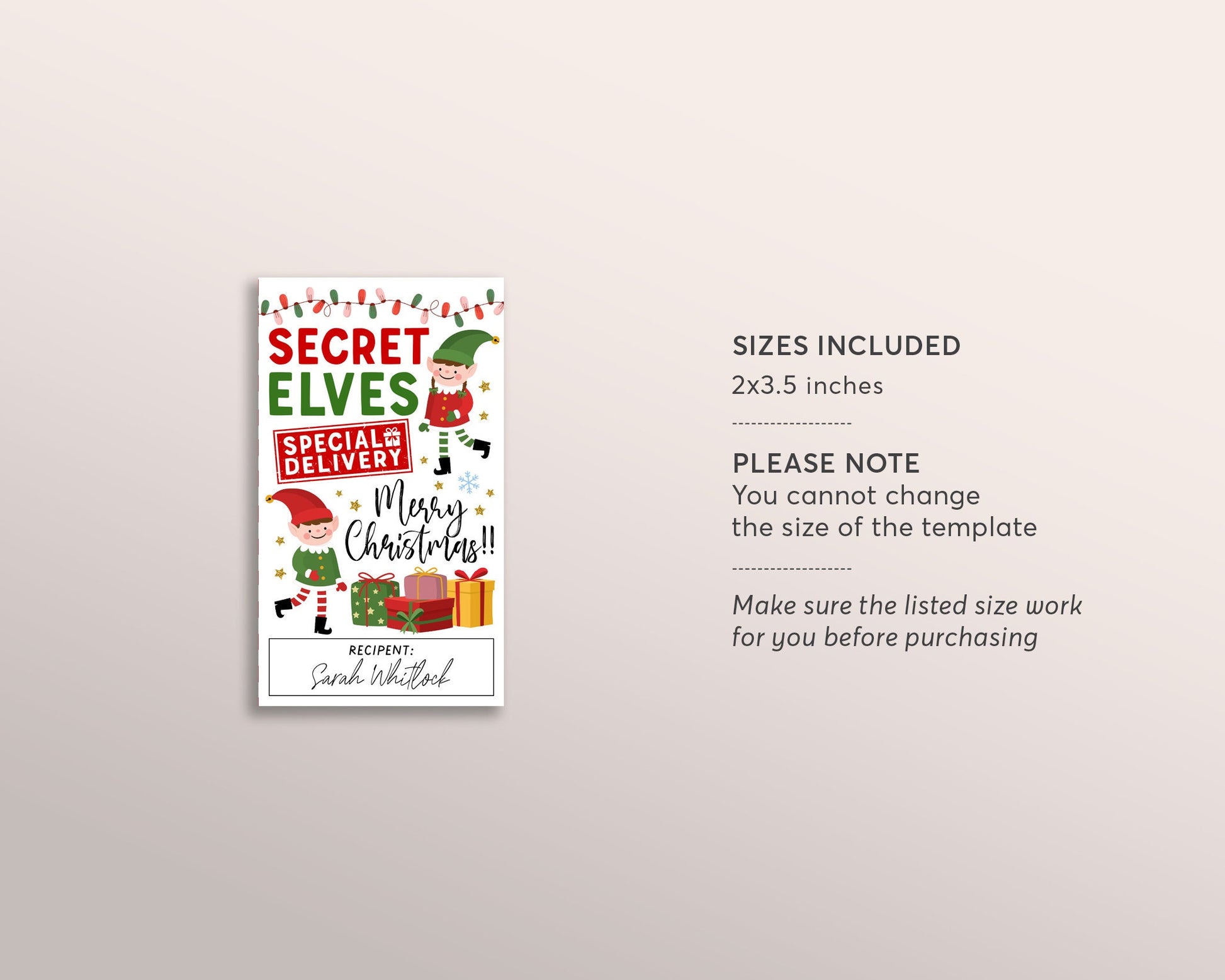 Secret Santa Gift Tags Editable Template, Christmas Santa Claus Specia –  Puff Paper Co