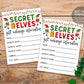 Secret Elves BUNDLE Kit Printable Editable Template, Secret Elf Santa Invitation Questionnaire Game Exchange Forms, Secret Santa Gift Tags