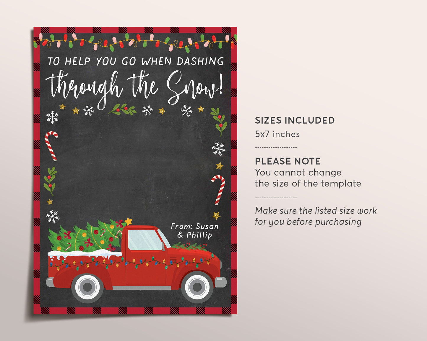 Christmas Gas Gift Card Holder Printable Editable Template, Xmas Gift for Teacher Bus Driver Mail Carrier Nurse, Thank You Gift Ideas