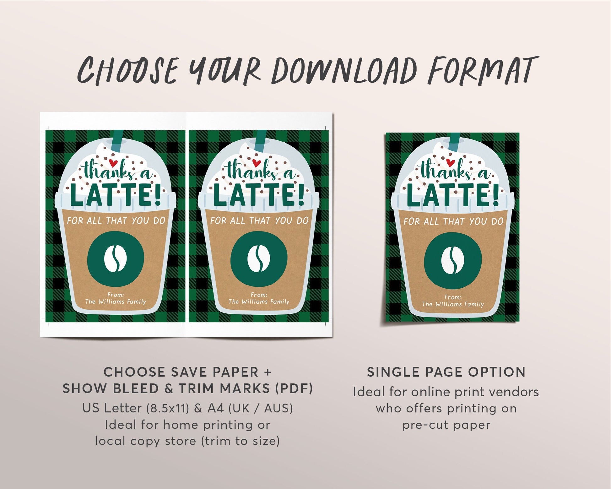 PDF: Coffee Gift Card Holder Thank You Card (Download Now) 
