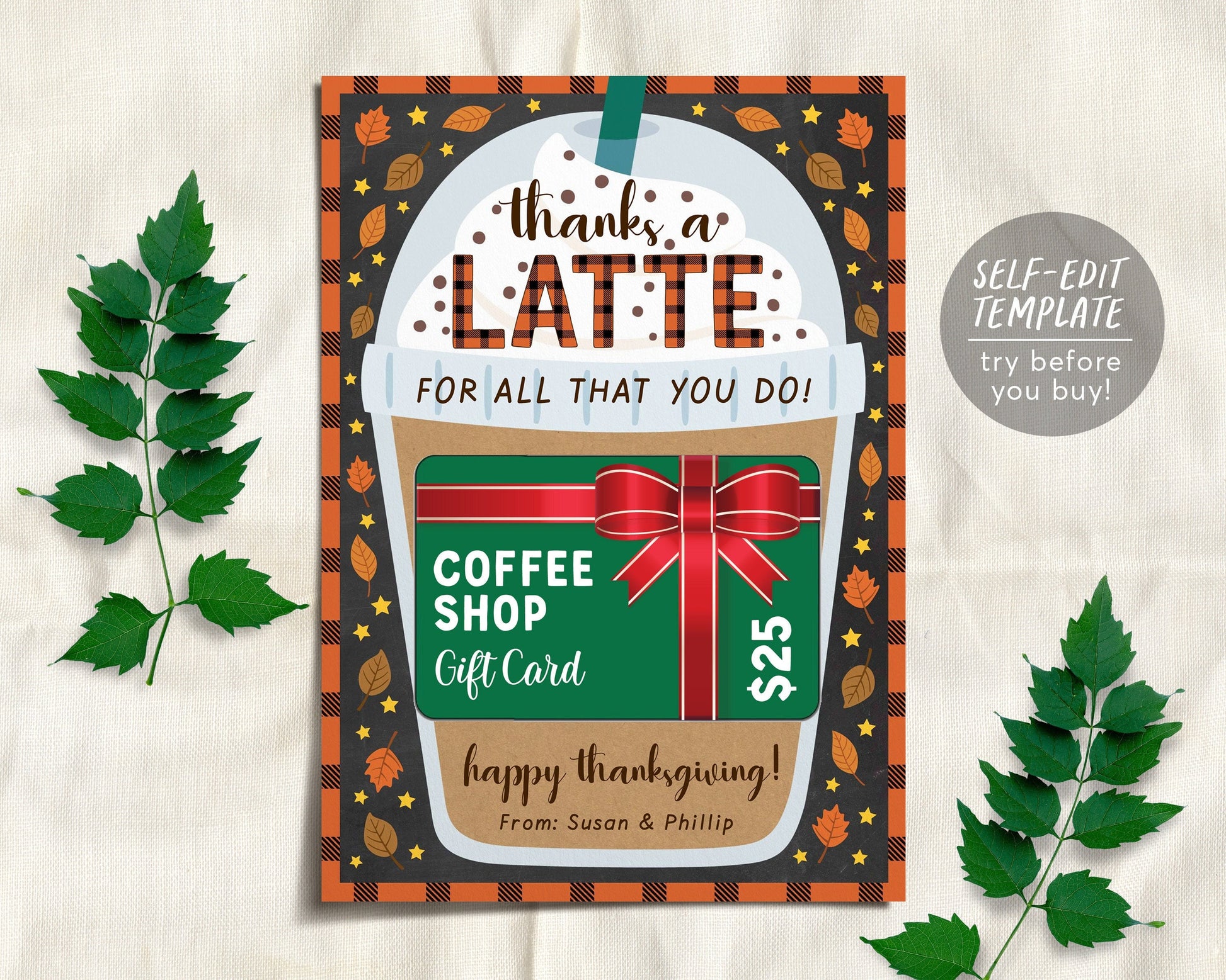 Christmas Thanks a Latte Christmas Coffee Gift Card Holder