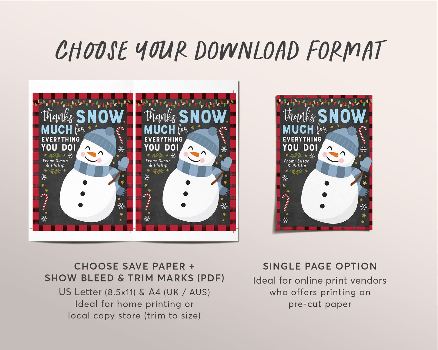 Christmas Thank You Snow Much Gift Card Holder Editable Template, Xmas Teacher Co-Workers Staff Gift Ideas, Snowman Holiday Gift Printable